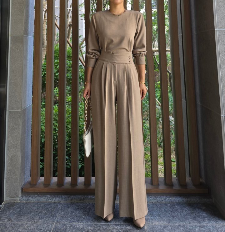 Gratia - Korean Women Fashion - #womensfashion - Mocha Long Sleeve Blouse - 9