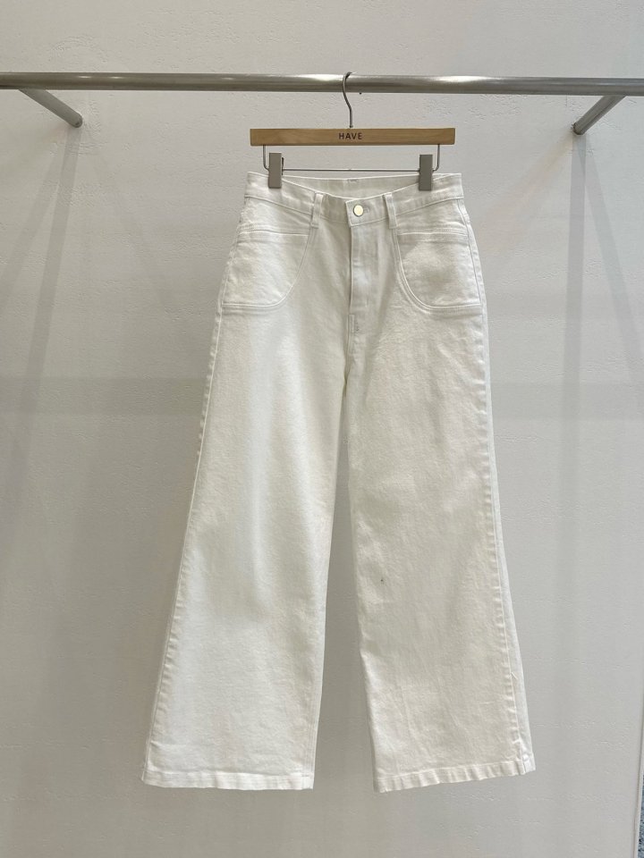 Have - Korean Women Fashion - #momslook - Wide White Denim Pants