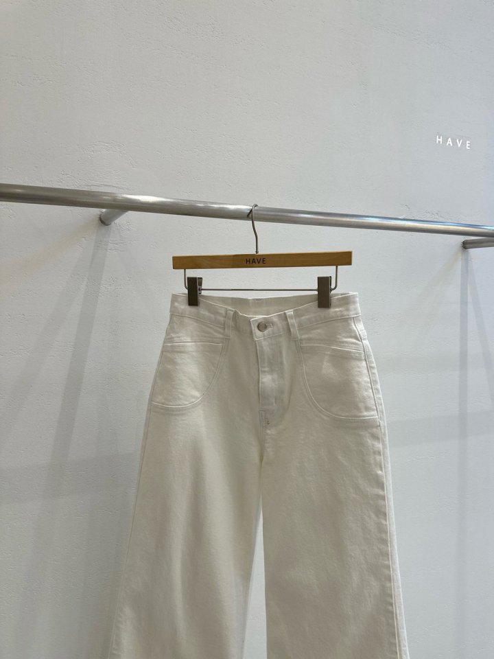 Have - Korean Women Fashion - #momslook - Wide White Denim Pants - 3