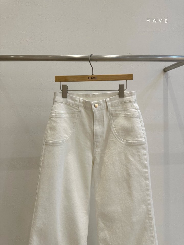 Have - Korean Women Fashion - #momslook - Wide White Denim Pants - 5