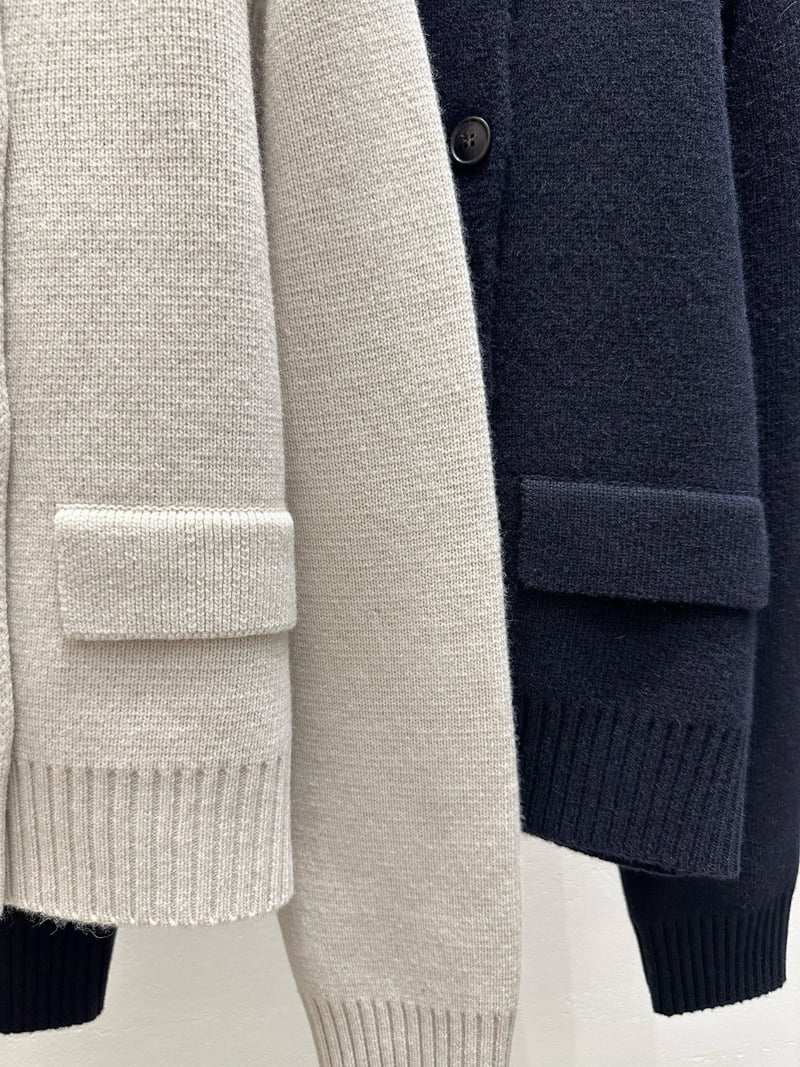 Have - Korean Women Fashion - #restrostyle - Double Collar Knit Jacket - 3