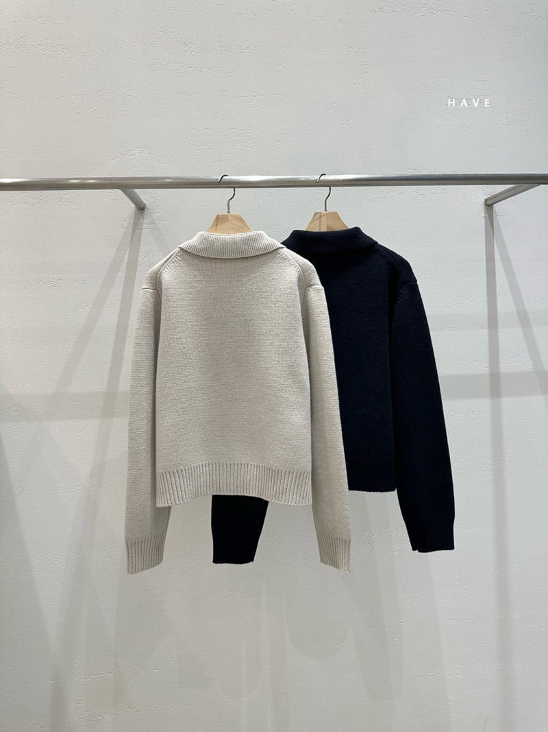 Have - Korean Women Fashion - #restrostyle - Double Collar Knit Jacket - 4