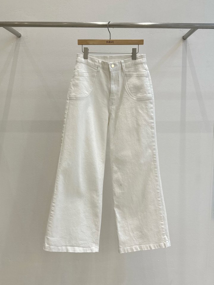 Have - Korean Women Fashion - #womensfashion - Wide White Denim Pants - 2