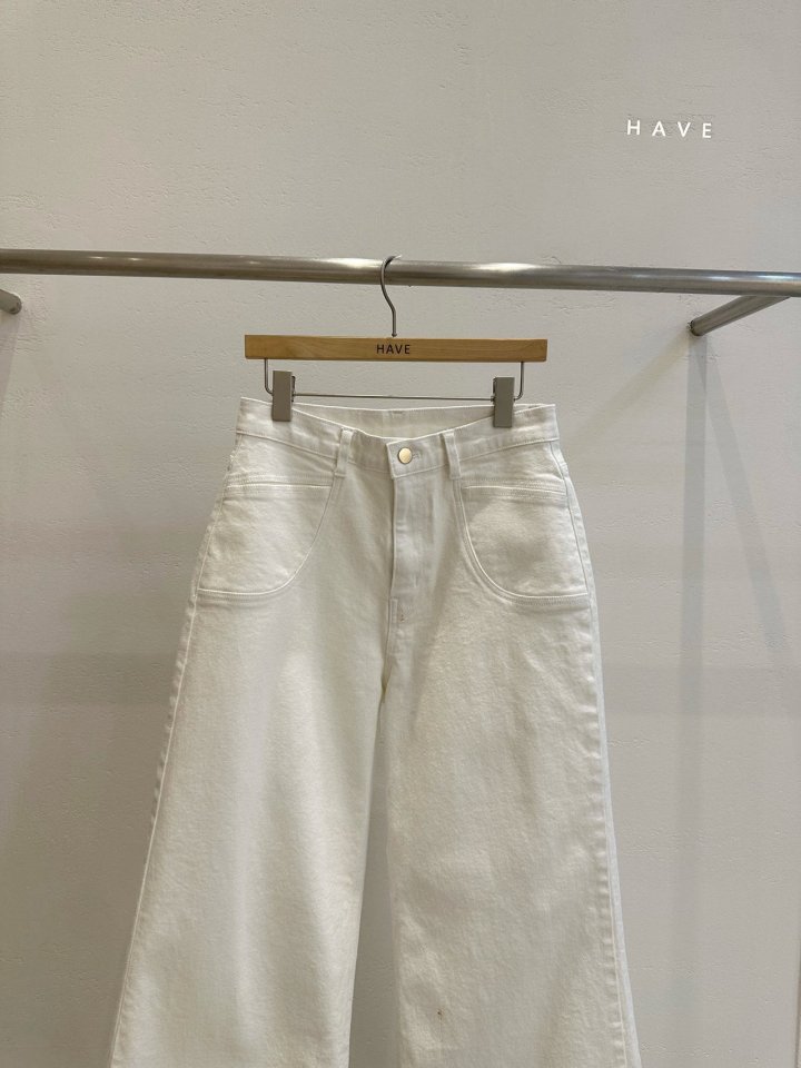Have - Korean Women Fashion - #momslook - Wide White Denim Pants - 4