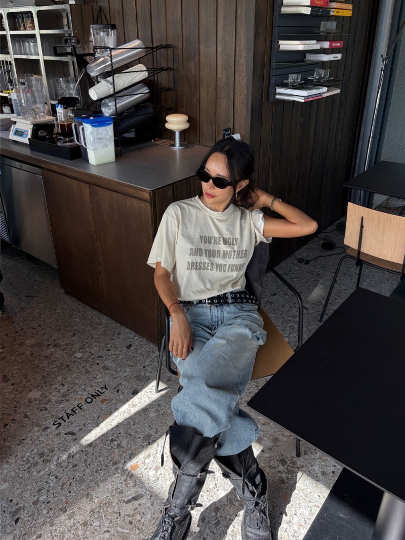 Heil - Korean Women Fashion - #momslook - Pig Vintage Ugly Tee - 4