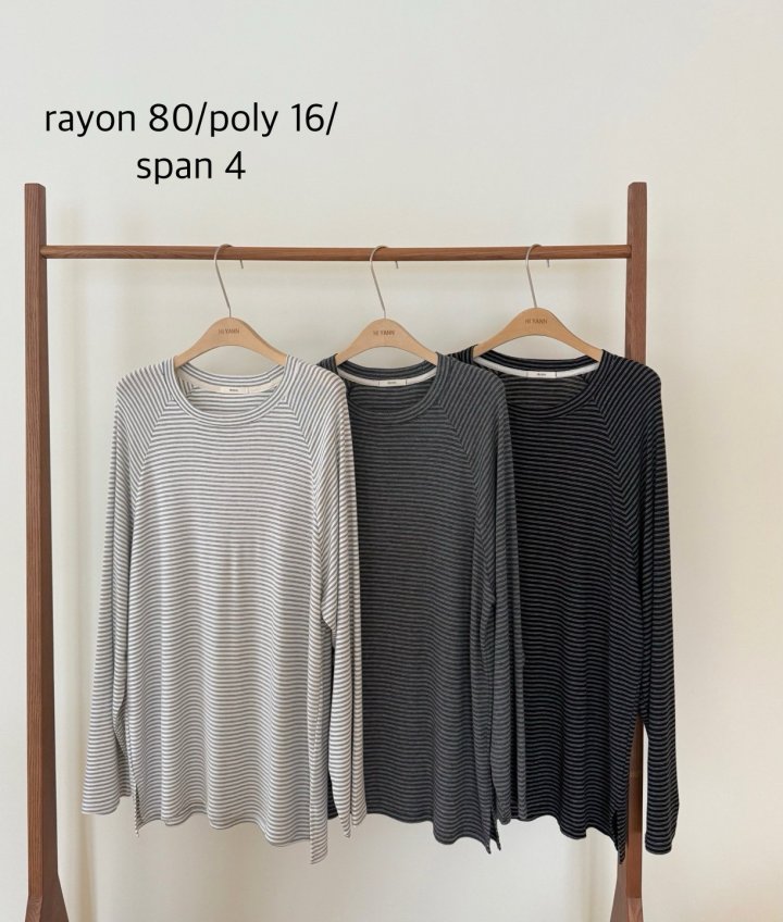 Hiyann - Korean Women Fashion - #momslook - Raglan Stripe Tee