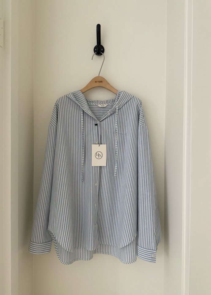 Hiyann - Korean Women Fashion - #pursuepretty - Hooded Stripe Shirt - 4