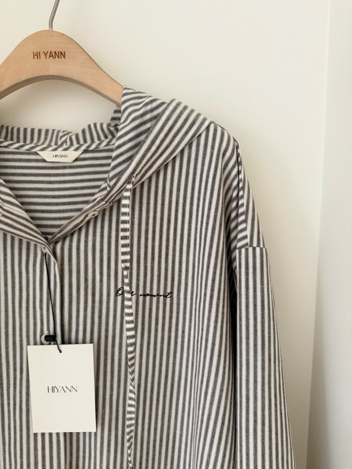 Hiyann - Korean Women Fashion - #thatsdarling - Hooded Stripe Shirt - 7