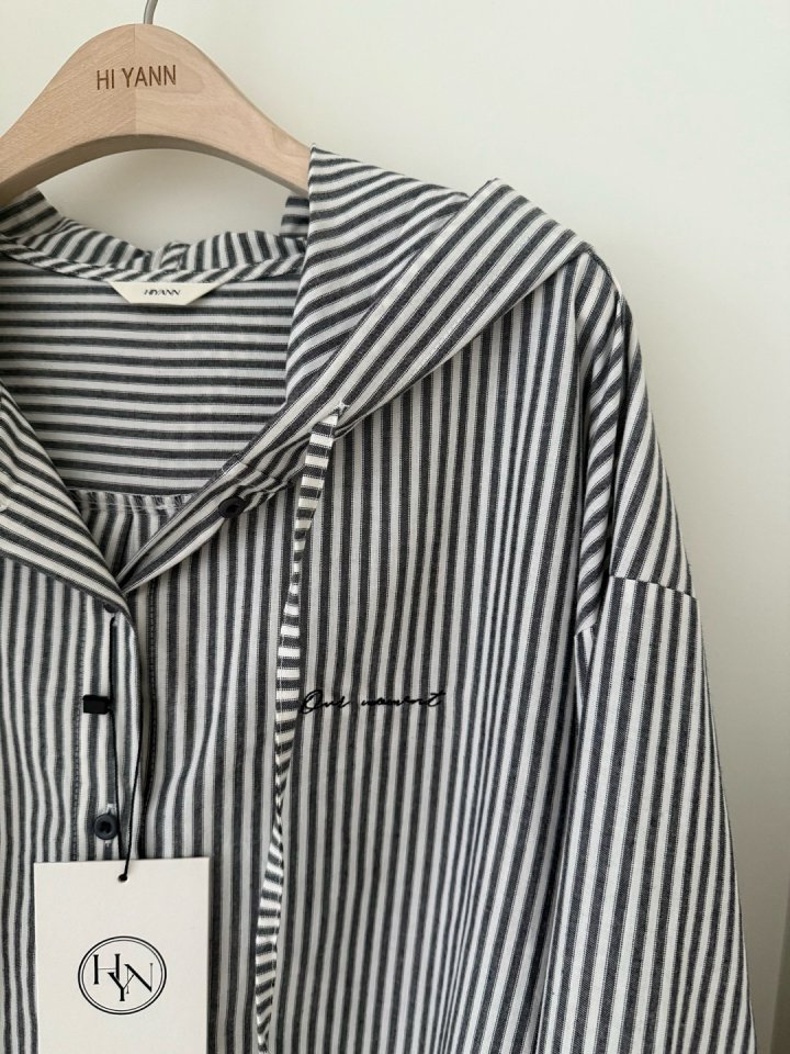 Hiyann - Korean Women Fashion - #womensfashion - Hooded Stripe Shirt - 10
