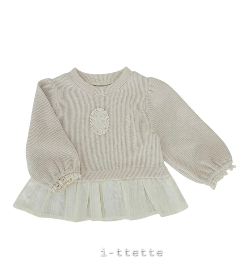 I-Ttette - Korean Children Fashion - #fashionkids - Ribbon Knit Frill Sweatshirt - 2