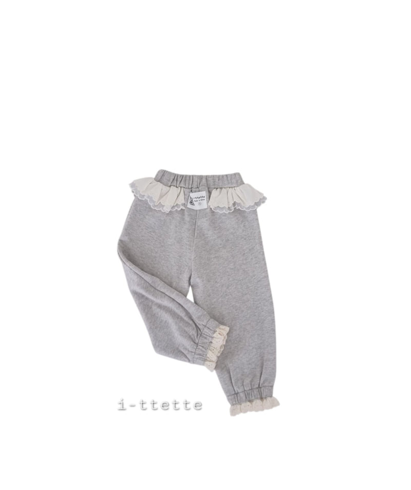 I-Ttette - Korean Children Fashion - #minifashionista - Puffy Lace Frill Jogger Pants - 3