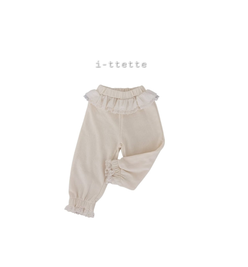I-Ttette - Korean Children Fashion - #minifashionista - Puffy Lace Frill Jogger Pants - 4