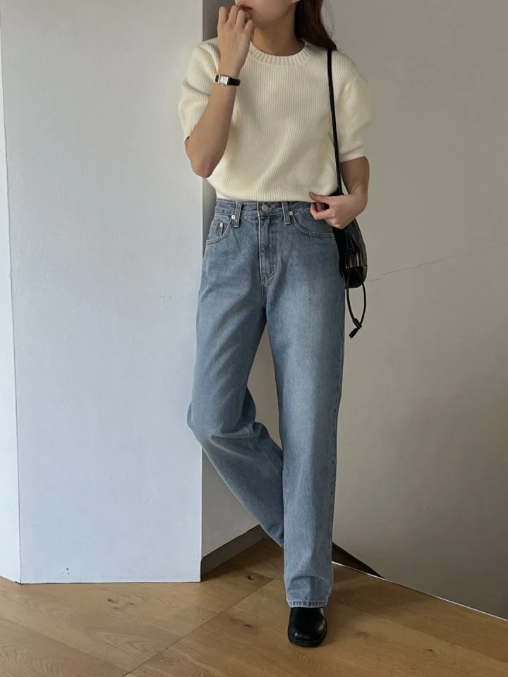 I'm here - Korean Women Fashion - #momslook - Straight Denim Long Pants - 6