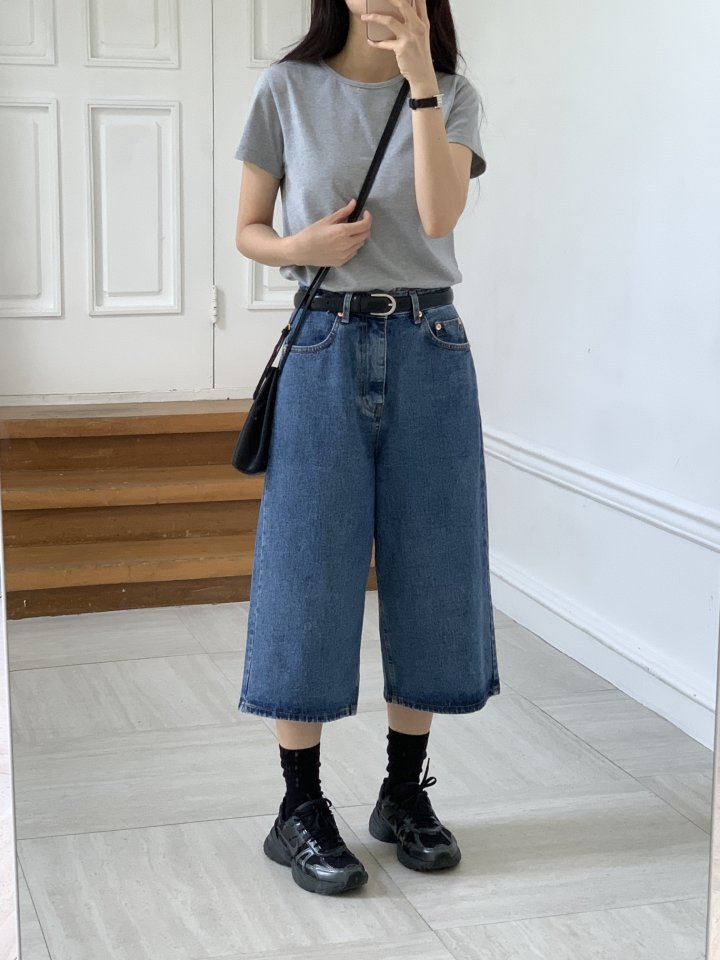 I'm here - Korean Women Fashion - #momslook - Half Denim Pants - 12