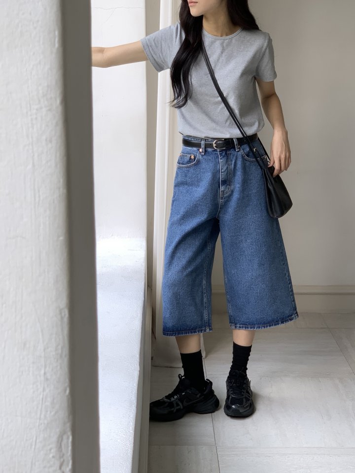 I'm here - Korean Women Fashion - #momslook - Half Denim Pants - 6