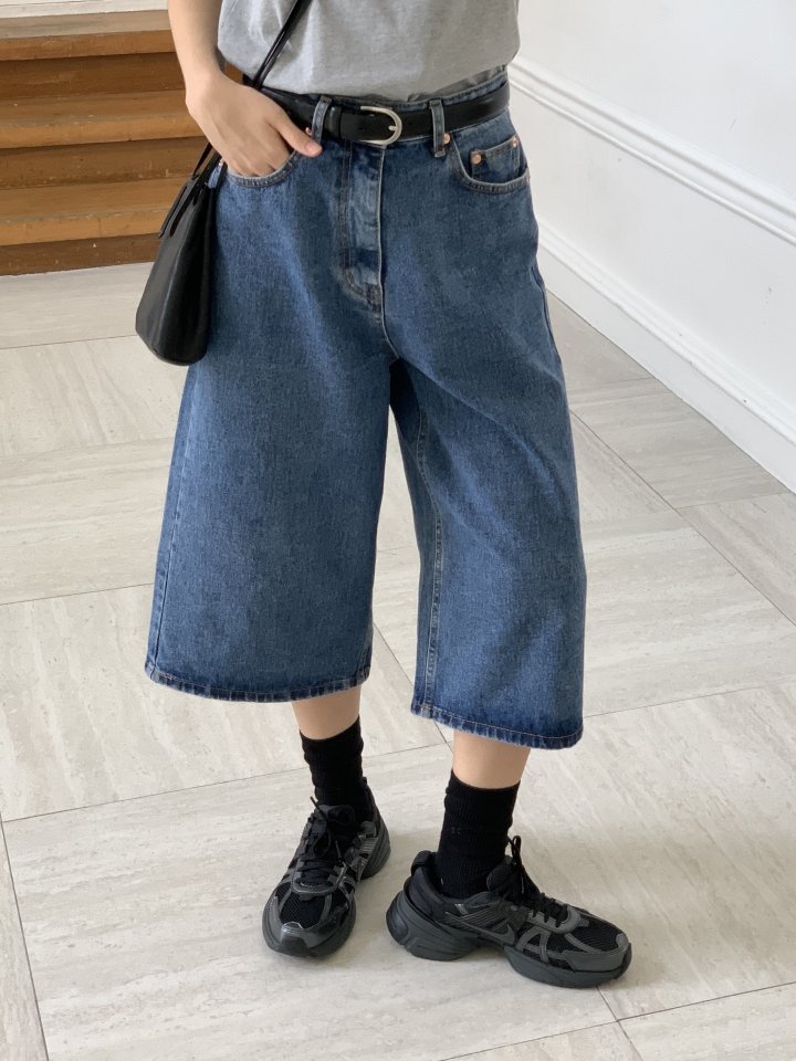 I'm here - Korean Women Fashion - #momslook - Half Denim Pants - 8