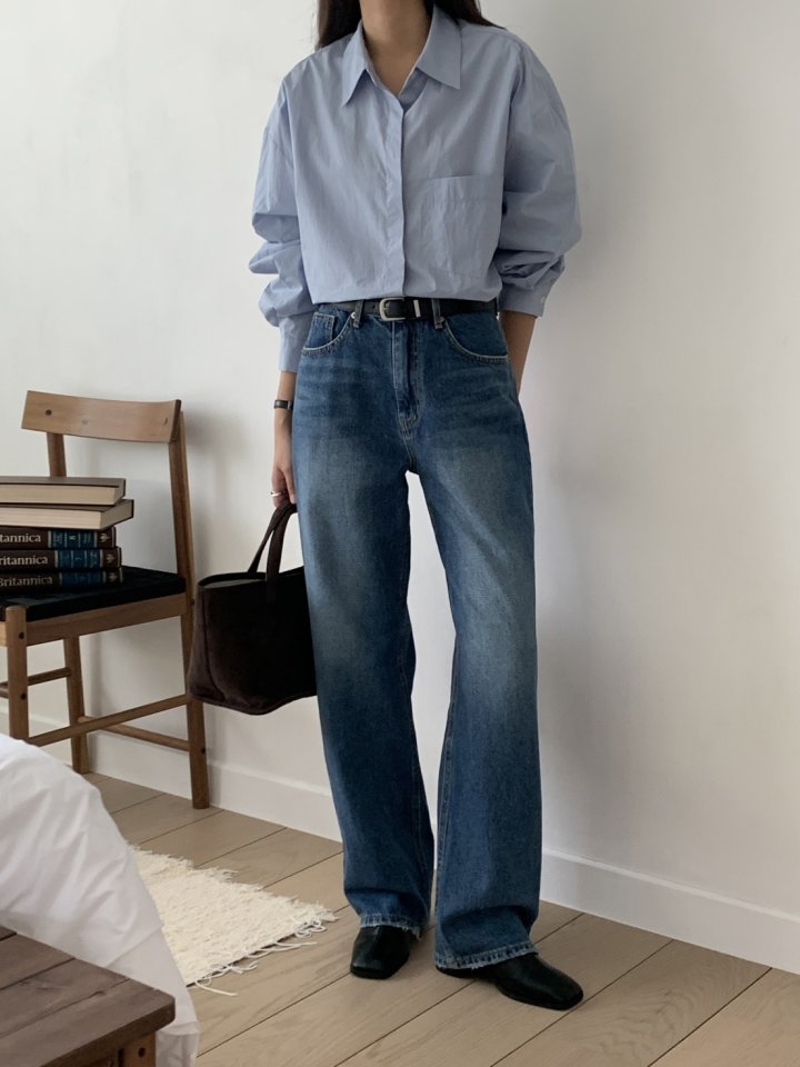 I'm here - Korean Women Fashion - #momslook - Raw Hem Vintage Cat Straight Denim Pants - 6