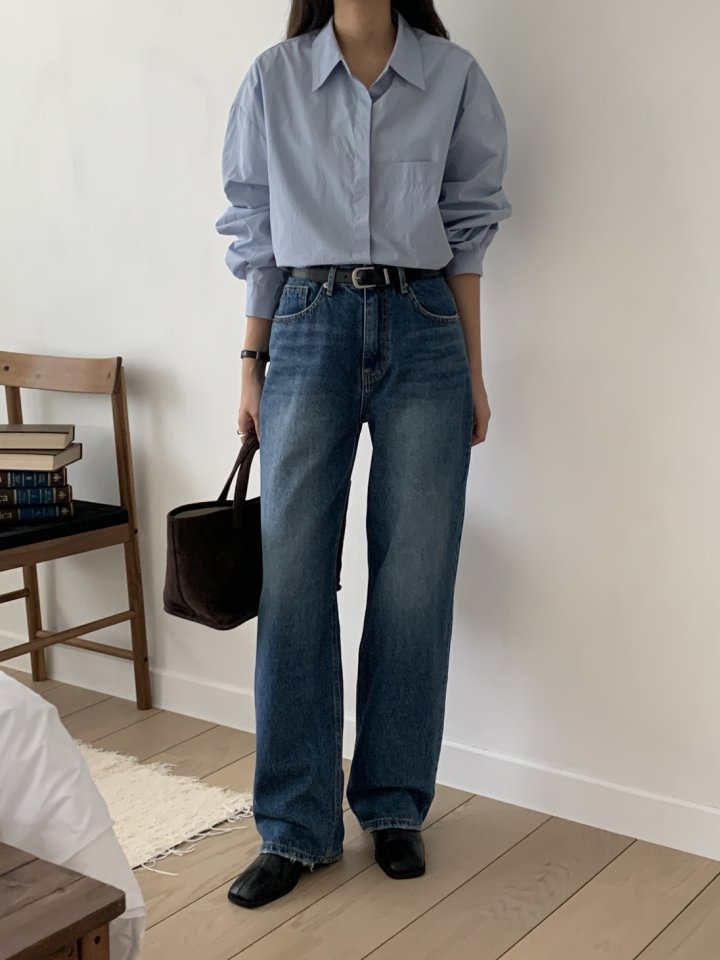 I'm here - Korean Women Fashion - #momslook - Raw Hem Vintage Cat Straight Denim Pants - 8