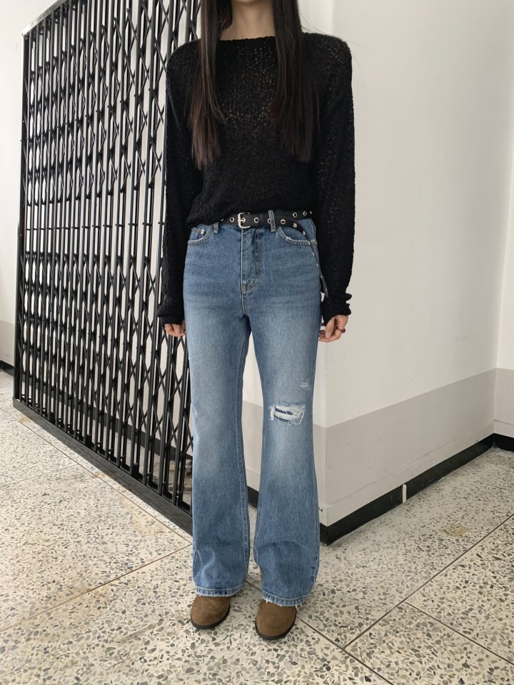 I'm here - Korean Women Fashion - #momslook - Vintage Bootcut Denim Pants - 5