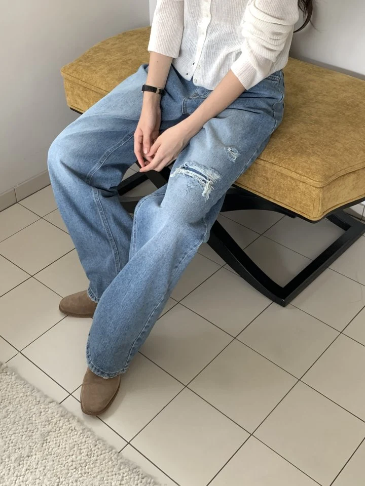 I'm here - Korean Women Fashion - #womensfashion - Vintage Wide Denim Pants - 4