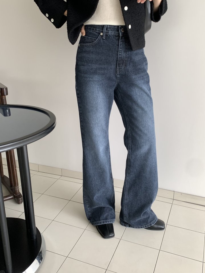 I'm here - Korean Women Fashion - #momslook - Dark Blue Bootcut Wide Denim Pants - 6