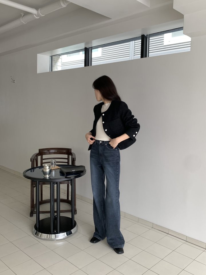 I'm here - Korean Women Fashion - #momslook - Dark Blue Bootcut Wide Denim Pants - 8