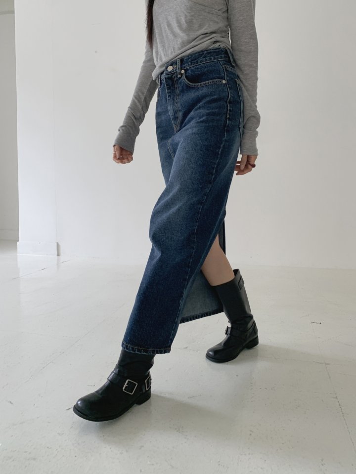I'm here - Korean Women Fashion - #momslook - DB Long Skirt Denim Skirt