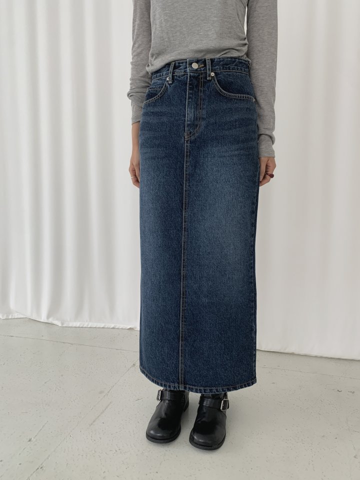 I'm here - Korean Women Fashion - #momslook - DB Long Skirt Denim Skirt - 10