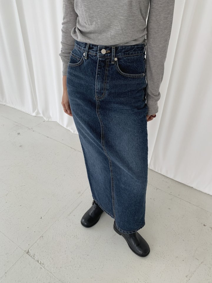 I'm here - Korean Women Fashion - #momslook - DB Long Skirt Denim Skirt - 11
