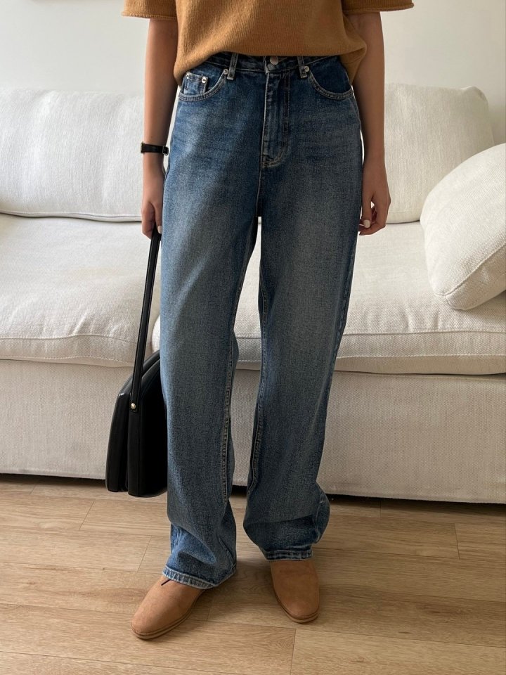I'm here - Korean Women Fashion - #momslook - All Brush Straight Denim Pants - 8