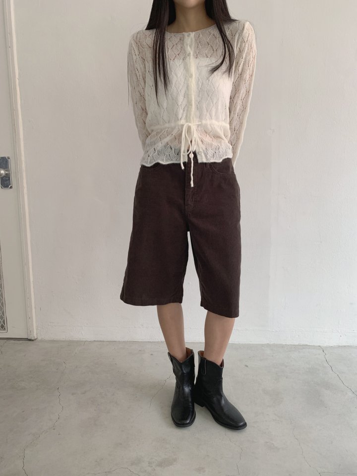I'm here - Korean Women Fashion - #womensfashion - Corduroy Bermuda Pants - 4