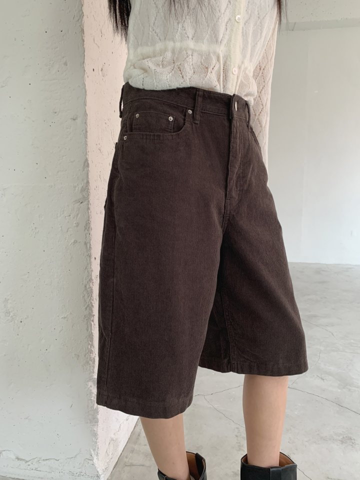 I'm here - Korean Women Fashion - #momslook - Corduroy Bermuda Pants - 6
