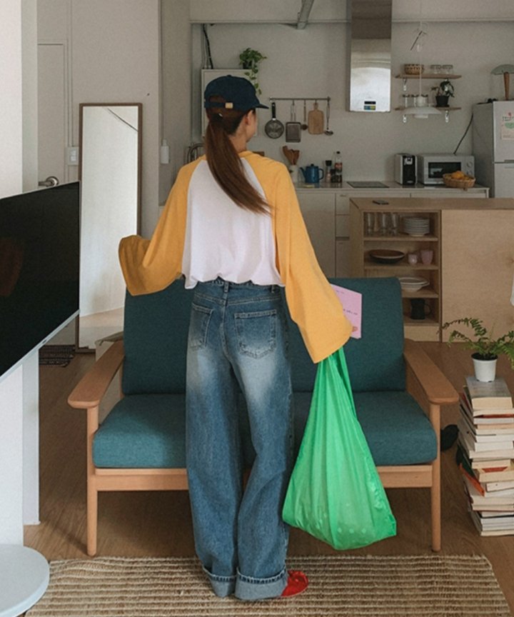 I'm here - Korean Women Fashion - #momslook - Vintage Patched Wide Denim Pants - 5