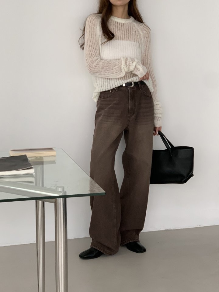 I'm here - Korean Women Fashion - #restrostyle - Color Wide Denim Pants - 2
