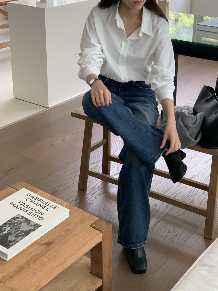 I'm here - Korean Women Fashion - #shopsmall - Dark Blue Cat Brush Vintage Denim Pants - 10