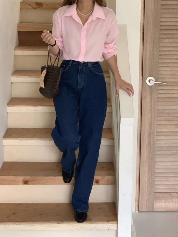I'm here - Korean Women Fashion - #shopsmall - Deep Blue Straight Denim Pants - 8