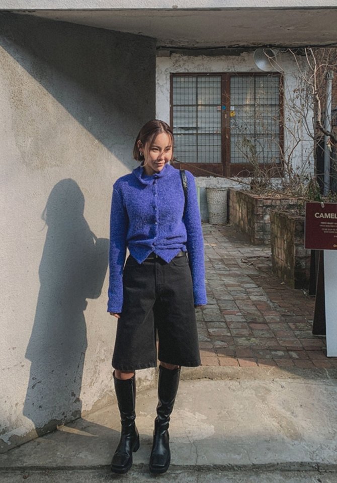 I'm here - Korean Women Fashion - #thatsdarling - Black Washed Bermuda Denim Pants - 12