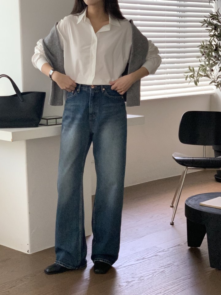 I'm here - Korean Women Fashion - #thelittlethings - Dark Blue Cat Brush Vintage Denim Pants - 12
