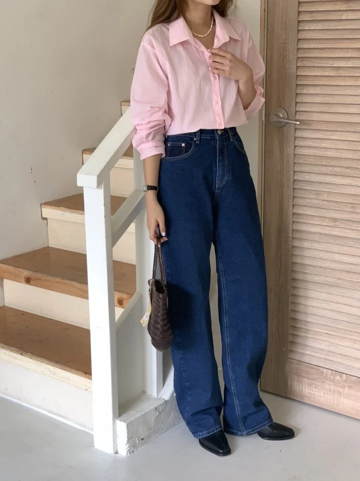 I'm here - Korean Women Fashion - #womensfashion - Deep Blue Straight Denim Pants - 12