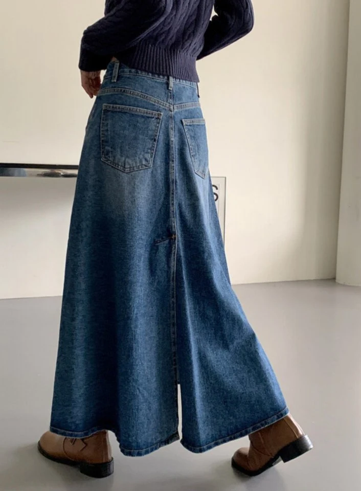 I'm here - Korean Women Fashion - #womensfashion - Flare Denim Long Skirt - 9
