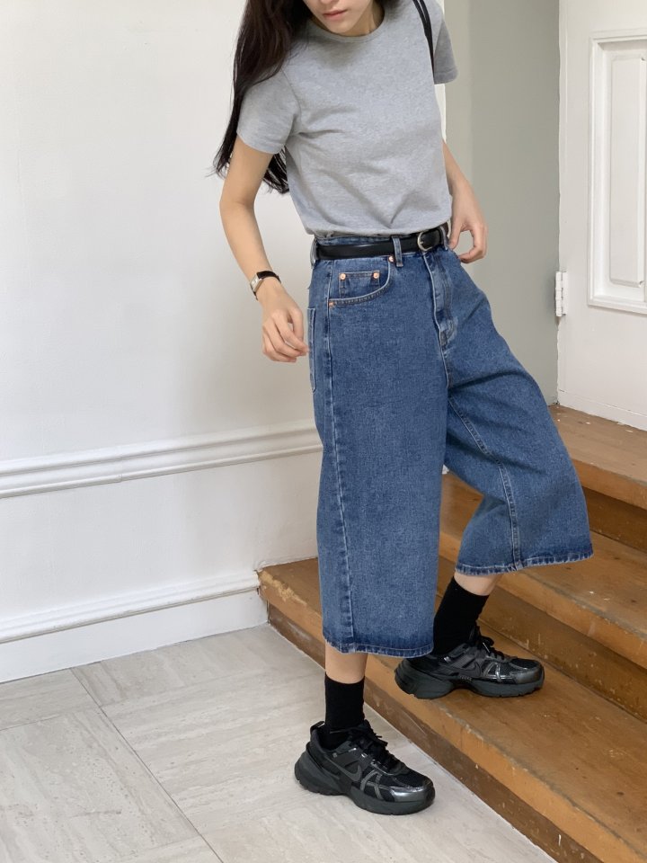 I'm here - Korean Women Fashion - #womensfashion - Half Denim Pants - 5