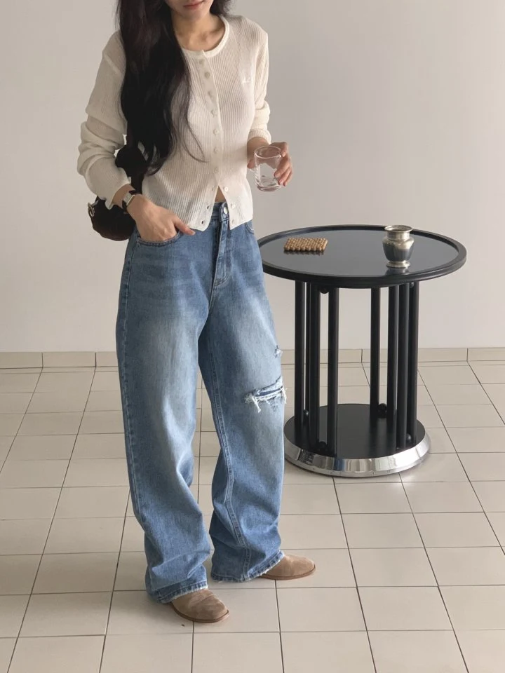 I'm here - Korean Women Fashion - #womensfashion - Vintage Wide Denim Pants - 11