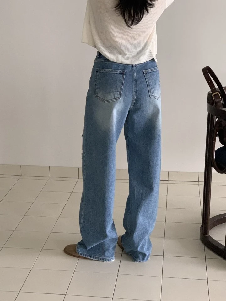 I'm here - Korean Women Fashion - #womensfashion - Vintage Wide Denim Pants - 5