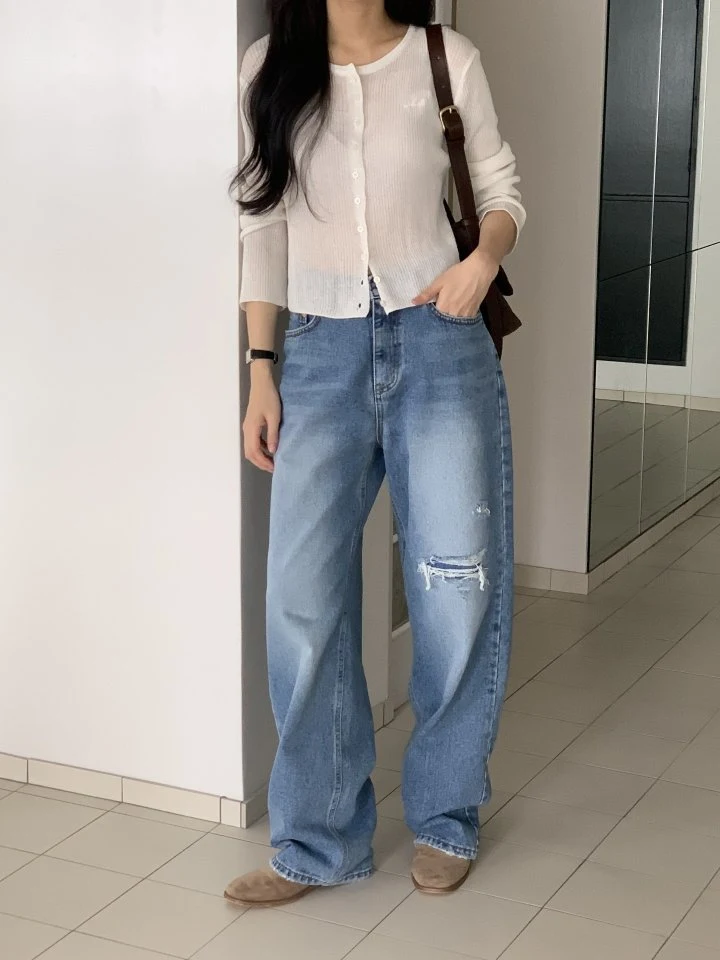 I'm here - Korean Women Fashion - #womensfashion - Vintage Wide Denim Pants - 9