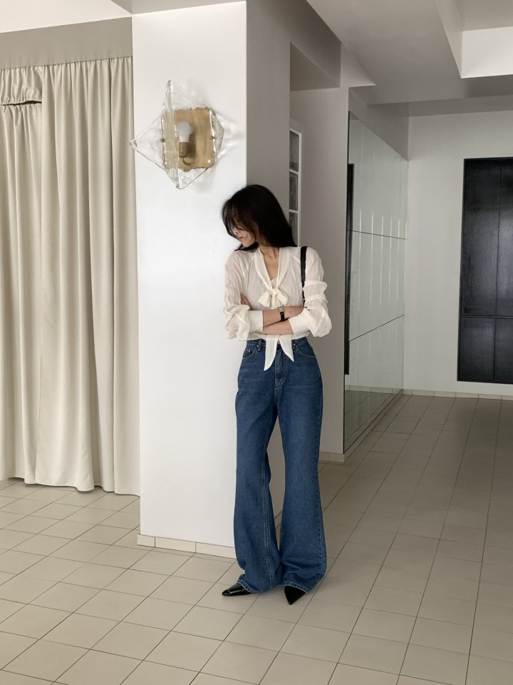 I'm here - Korean Women Fashion - #womensfashion - Blue Bootcut Wide Denim Pants - 10