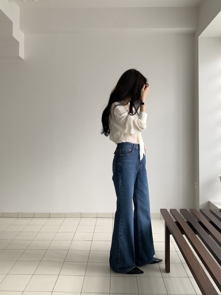 I'm here - Korean Women Fashion - #womensfashion - Blue Bootcut Wide Denim Pants - 8