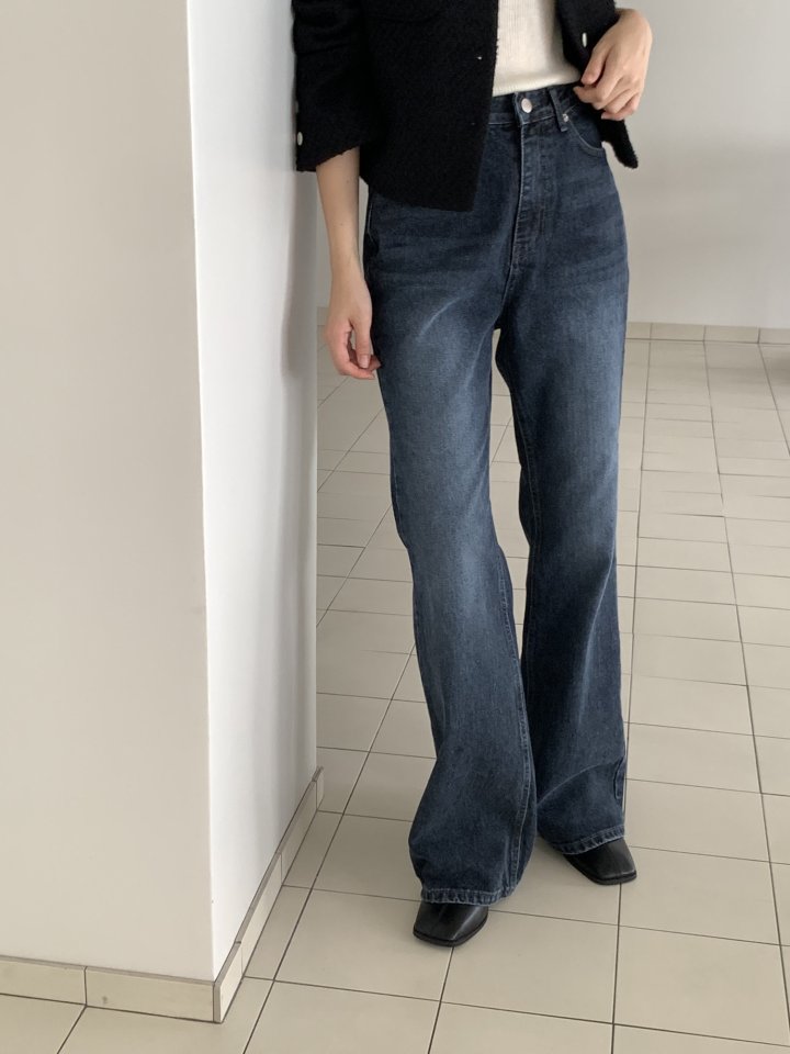 I'm here - Korean Women Fashion - #womensfashion - Dark Blue Bootcut Wide Denim Pants - 7