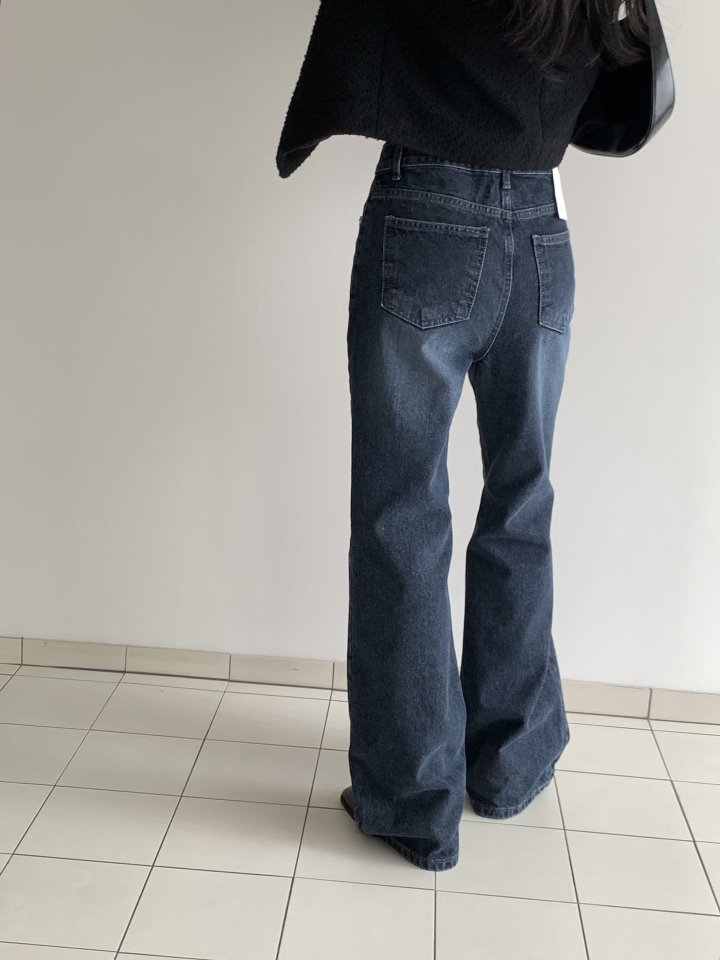 I'm here - Korean Women Fashion - #womensfashion - Dark Blue Bootcut Wide Denim Pants - 9