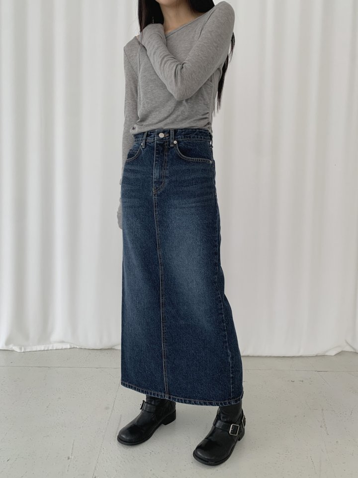I'm here - Korean Women Fashion - #womensfashion - DB Long Skirt Denim Skirt - 2