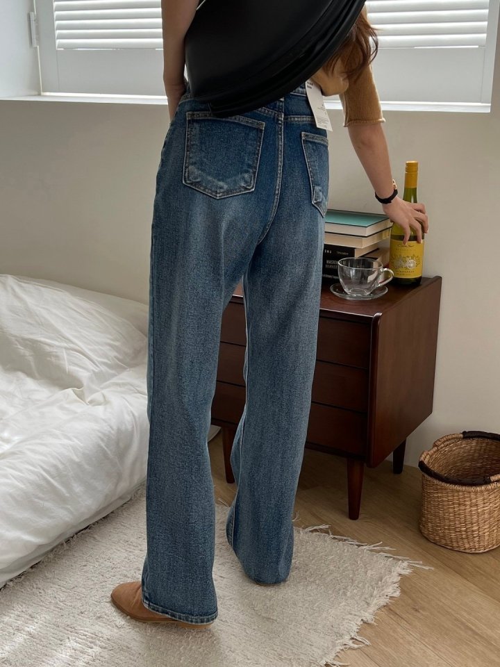I'm here - Korean Women Fashion - #womensfashion - All Brush Straight Denim Pants - 10
